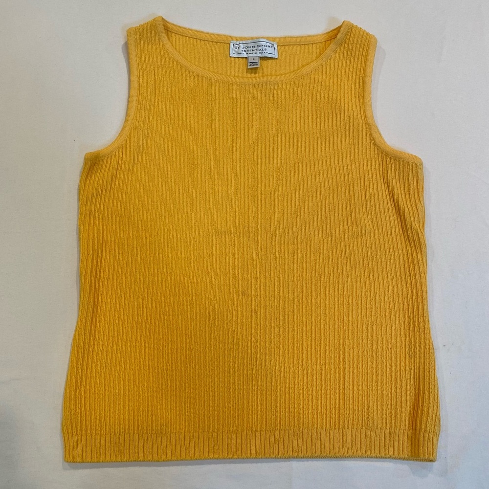 Vintage St. John Yellow Santana Knit Women's Jacket and Tank Top Set, S, Preppy - Picture 12 of 16